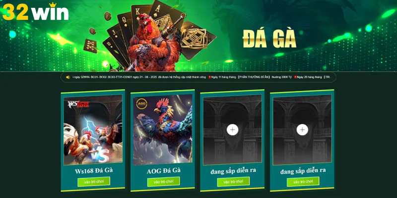 Tận hưởng những sảnh cược đá gà cực kỳ hay tại 32win